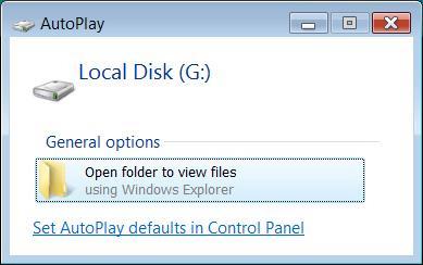 Note: the drive name and letter in your "AutoPlay" window may differ 7.
