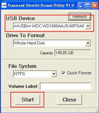 Formatting the Hard Drive WARNING! Formatting the disk will erase all of the data on your StoreJet 35 Ultra. Please use the USB interface (not esata) to format the drive.