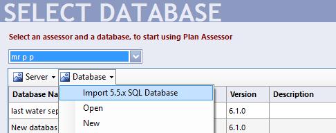 Importing a 5.5 SQL database Under the Database option you will find the option to Import a 5.5.x SQL Database.