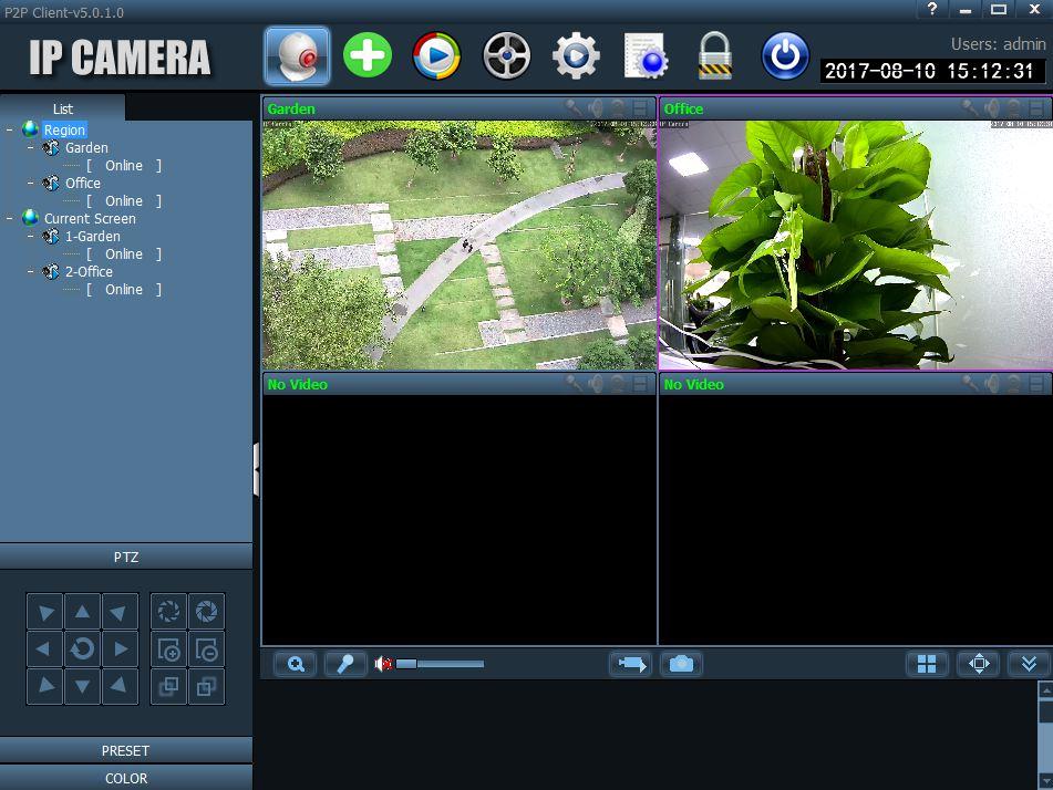 2.7 2.3.4 The Action Preview with Interface Alarm (Monitor PTZ Function and Preset Function) Function: Modify the live view of the cameras. 2.7.1 2.3.4 Action List Region: Shows the cameras classifications.