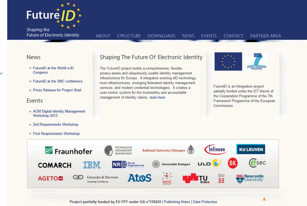Figure 1: FutureID public website For successful cooperation, several guidelines have been published to streamline the efforts among partners. Also the basis for a common terminology has been laid.