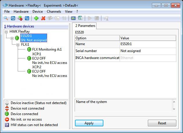 Using the INCA-FLEXRAY Add-on in INCA ETAS To initialize the FlexRay hardware: Fig. 4-6 Select Hardware Initialize hardware.