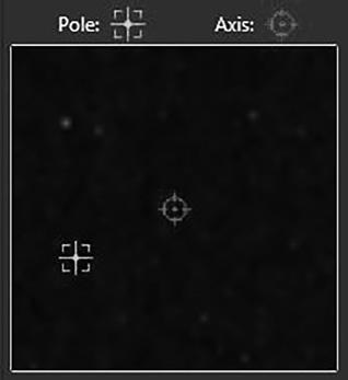 Figure 9. Line up the two crosshairs for very precise alignment. Figure 10. The two crosshairs aligned. Precise polar alignment has been achieved.