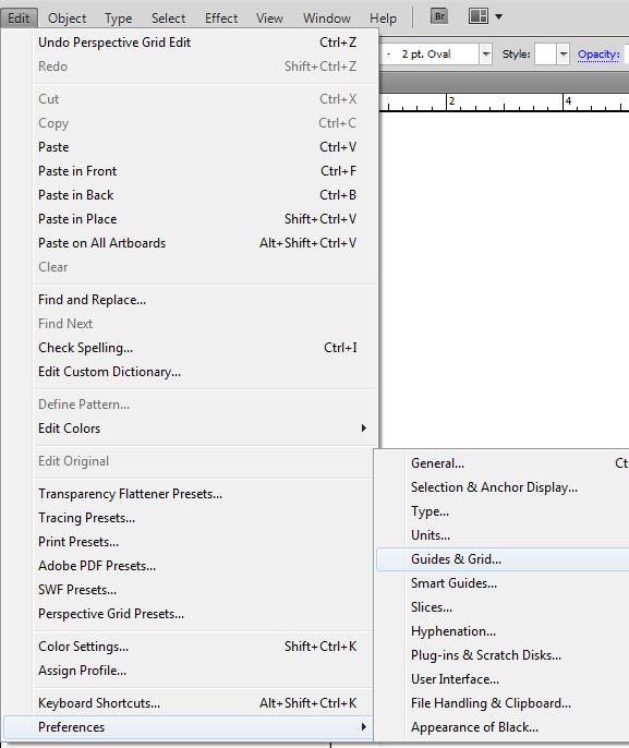 Editing grids and guides Go to Edit > Preferences > Guides and Grid to edit the grid and