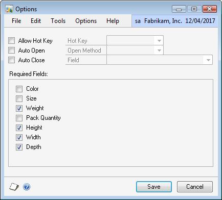 Setting Window options Use the Extender Windows Options window to set required fields, assign a hot key and set auto open and close options for the Extender Window.