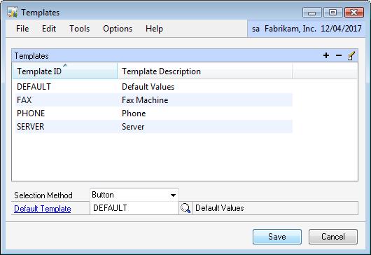 Setting Window template options Use the Templates window to select the template selection method and the default template.