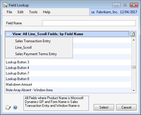 For example, when linking additional fields to the line items of the Sales Transaction Entry window, you will need to select the Line Item Sequence from the Line_Scroll