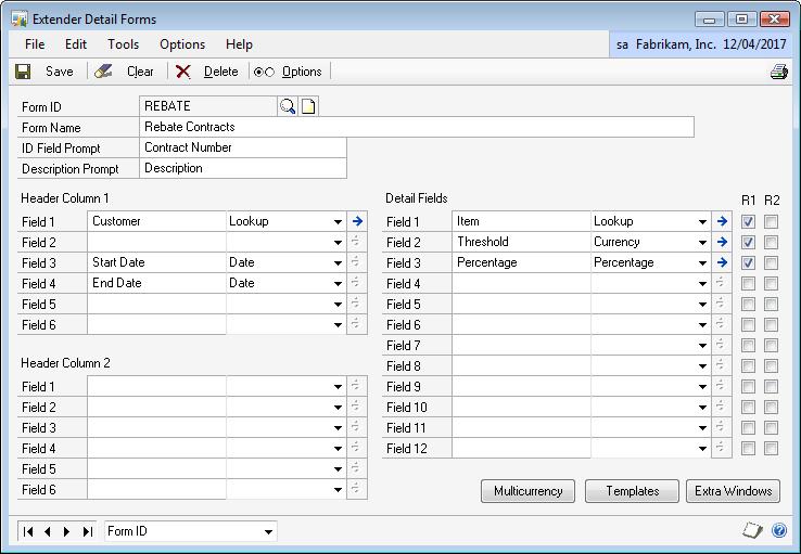 Adding a new Detail Form Use the Extender Detail Forms window to define new Detail Forms. Each form that you create will have an ID and a Description field.