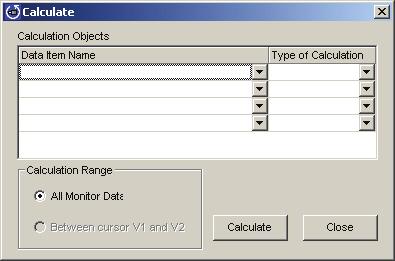 3) Use the drop-down menu to select the parameter in the Data column, and then the type of calculations on
