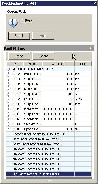 4.3 Troubleshooting The Troubleshooting function lets you view and verify fault information for the drive that is currently connected.