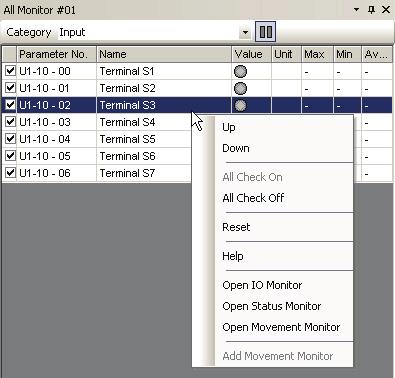 Setting the order in which monitors are displayed Right-click on the monitor items selected in the