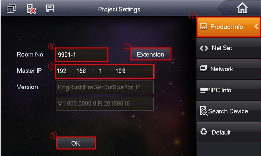 2.4 Digital Extension VTH Settings a) On the extension VTH menu, from System->Project, you can input project password (002236) to go to the project interface. b) Set current VTH as extension VTH.