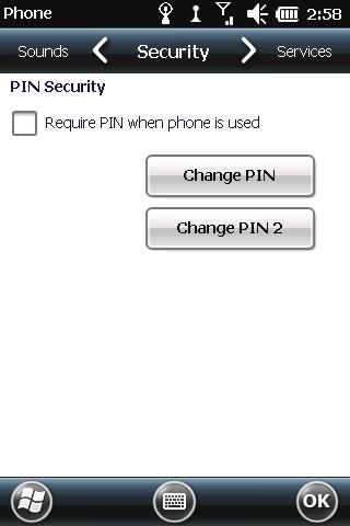 Changing Security Settings Scroll left or right to the Security page. You can protect your phone from unauthorized use.