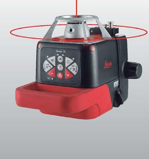 Leica Roteo 25H Horizontal laser The Leica Roteo 25H offers fully automatic horizontal self-levelling and even the possibility of inclining the levelling plane on the instrument.