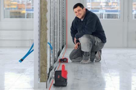 Levelling double floors The laser detector with clamp and staff allow you to set raised floor supports