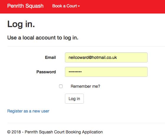 If you try to book a court or view your upcoming games whilst not logged in you will be directed to the login.