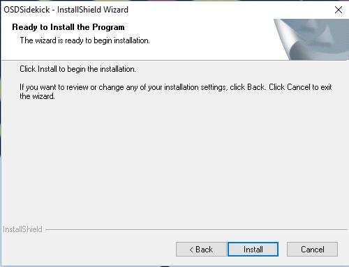 4. Click Install to start the software installation