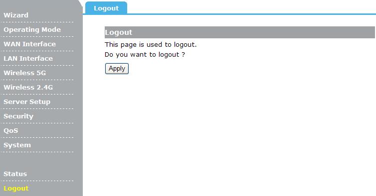 Chapter 6 Logout Choose "Logout", and