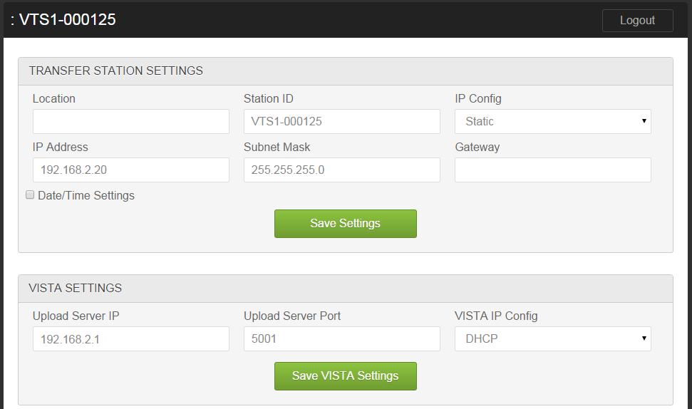 Configuring the Transfer Station 4. Enter the default Username and Password (Admin, V1$T@xfr), then click Login.