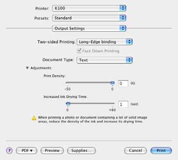 2. Select a binding option for the Two-sided Printing setting. 3. Select the type of document you re printing. 4. Click Adjustments to view more options. 5.