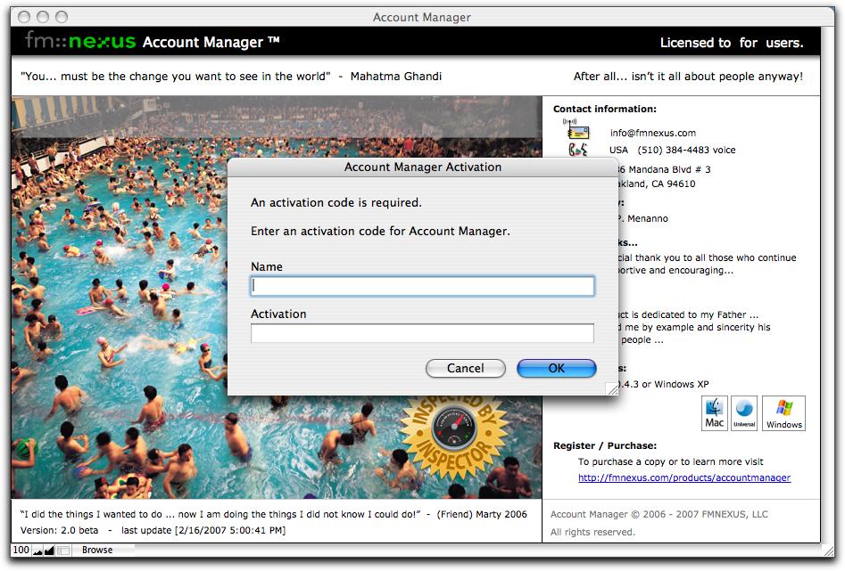 Registering Account Manager Account Manager requires an activation code, even for the free 7-user