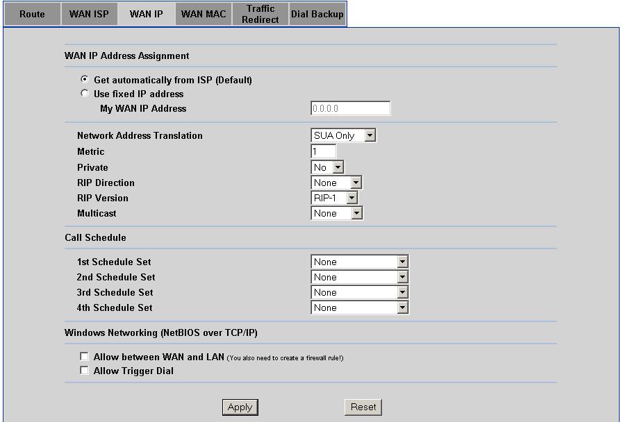 left-hand menu. 9. Select the WAN IP tab.