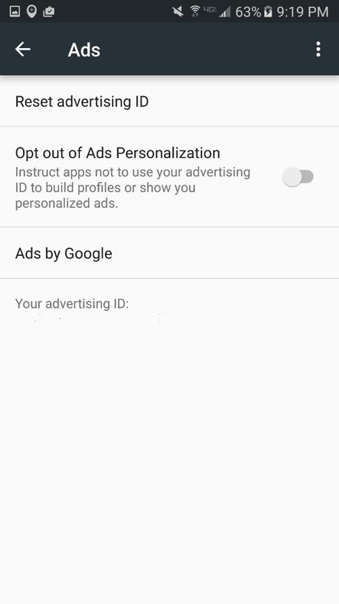 Ad Tracking Opt Out You will still see ads but not based on your searches and personal