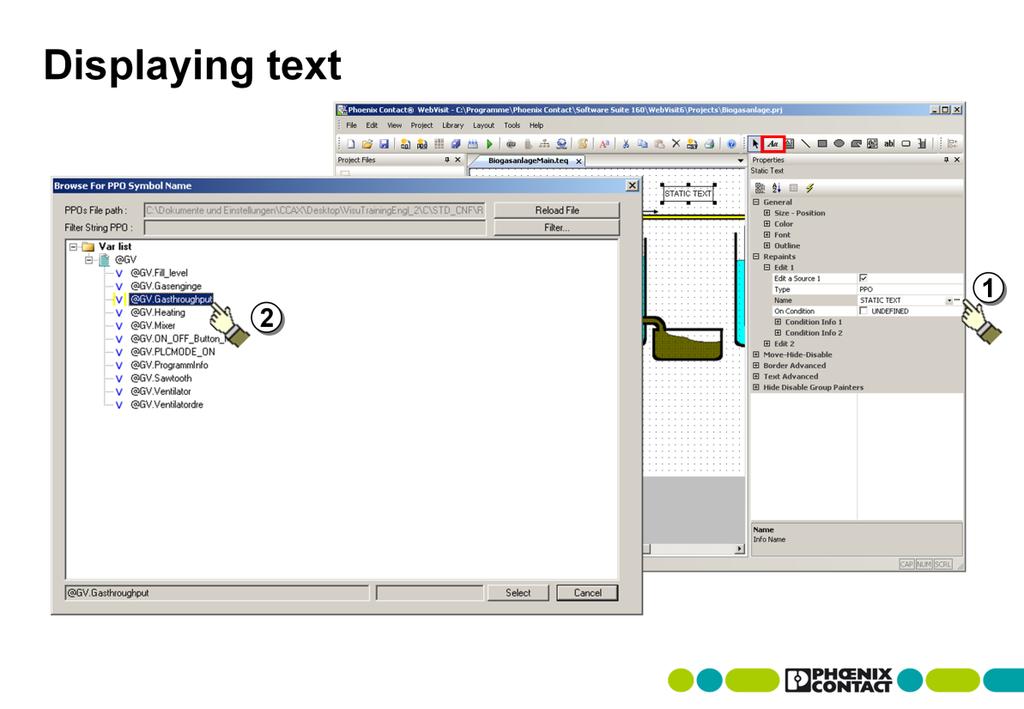 Getting started with visualization creation There are two options for displaying text. Firstly by means of custom text input (string) and secondly by outputting the contents of a variable.