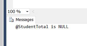 But when we execute the following: Declare @StudentsTotal int Execute spgetstudentscountbygender 'Male',