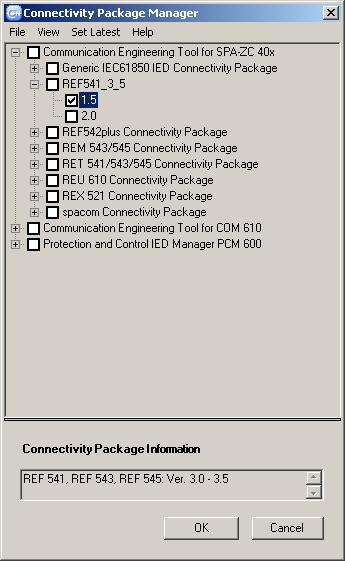 1MRS756194 Connectivity Packages 4. Connectivity Package Manager Connectivity Package Manager helps you to select the right connectivity package versions for different system products and tools.