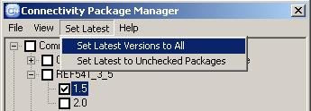 1MRS756194 Connectivity Packages Fig. 4.2.1.-1 Setting latest versions to all nodes A060283 To select the latest version of only those connectivity packages that do not have any version selected,