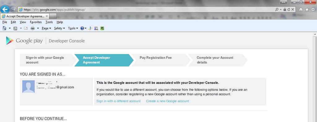 4. Deployment 4.1 Register as Google Play Developer 1. Sign-in Google Play Developer Console (https://play.google.com/apps/publish) with your Google account.