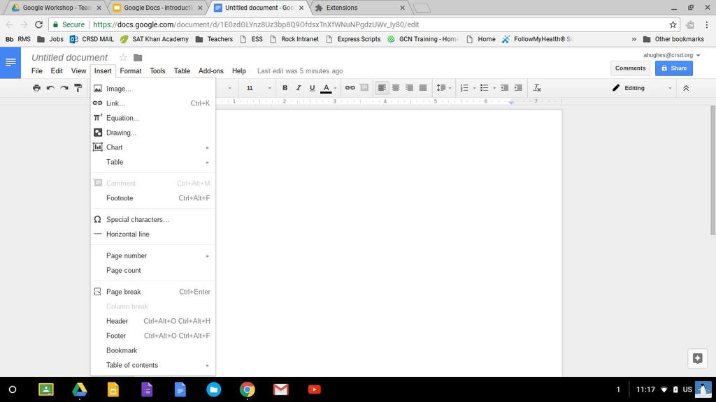 GOOGLE DOC FEATURES: Many Google Doc features are the same or similar to those in Microsoft Word.