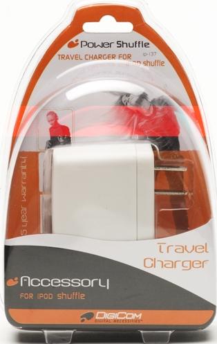 I-POD SHUFFLE TRAVEL CHARGER Sleek design and compact size is perfect for travel or home.