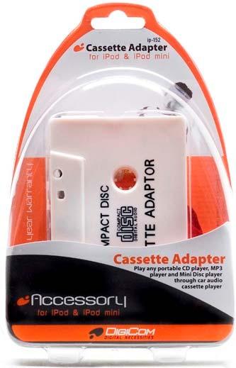 New CASSETTE ADAPTER FOR ALL I-POD MODELS, CD & MP3 PLAYERS The Cassette Adapter lets you hear music from your I-POD, MP3/CD player or any portable