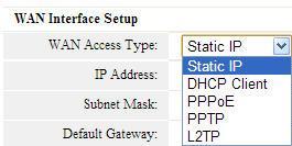 4.3.2 WAN Interface Setup This interface is used to configure the parameters for Internet network which connects to the WAN port of your Access Point.