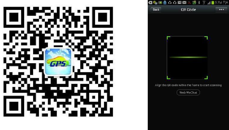 3. Follow the GPStracker official accounts by Scan QR Code: After login WeChat click the Discover at the bottom of the screen, and then click Scan QR Code on the screen, and then the scan QR code