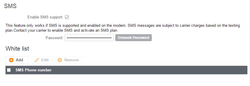 SMS SMS (Short Message Service, or text messaging) requires a cellular modem with an active data plan.