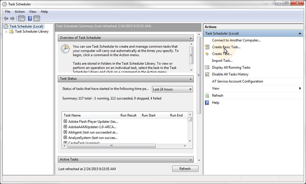 3. Start the Windows Task Scheduler: click the Windows Start button and search for "Task Scheduler". 4.