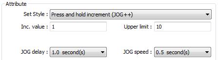 13-15 Increment value (JOG+) Increase value in register by a set amount in [Inc. value], each time when the button is pressed, up to the [Upper limit].