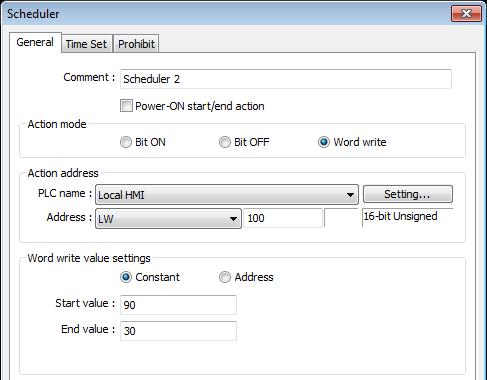 LW-100 is used to store the set point value. 1. Click the Scheduler icon on the toolbar to open the Scheduler management dialog box, click [New]. 2.