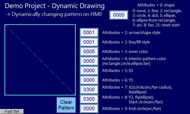 13-294 Example 1 The following demo project demonstrates how to dynamically draw an arrow or a circle on HMI screen. To build the project, follow these steps: 1.
