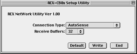 3. Setup Utility 8. When the following window appears, click on the OK button. 9. Remove the REX-CB81, then reinsert it into the PowerBook. 3-3. Changing the settings Connection type.