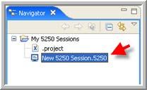 1. Expand the 5250 emulator project you created in the Resource perspective, and 2. Double-click the session definition. Note: This is the same as right-clicking the item and choosing Open.