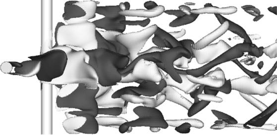 J. Deng et al. / Journal of Fluids and Structures 23 (2007) 715 731 729 Fig. 20. Three-dimensional vortex structures for L=D ¼ 5 (top view): (a) f n =f s ¼ 0:5; (b) f n=f s ¼ 1:1. Fig. 21.