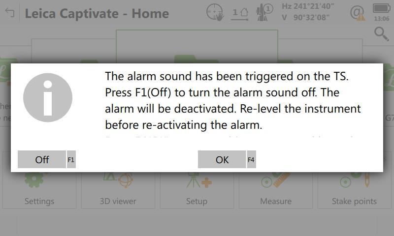 The message then gives the option to turn off the alarm on the TS if needed.