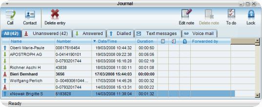 Journal Display symbols Journal display symbols Missed (unanswered) calls Answered calls Redial Text messages Voice messages Call