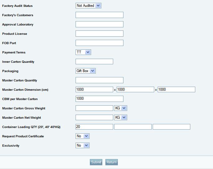 5 Populating Ordering Details and Specifications The second major section of the upload screen is the Ordering Details and Specifications section.