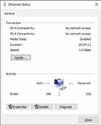 4 Click [Property] in [Ethernet Status] dialog box.