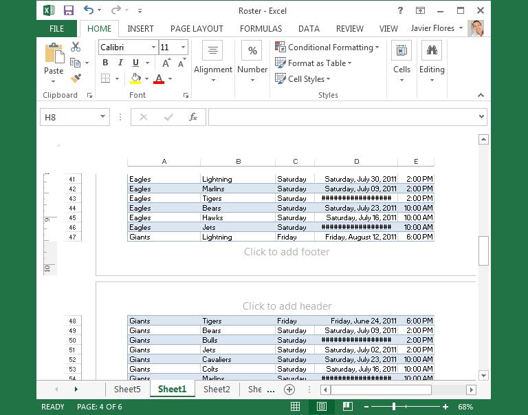 Normal view: This is the default view for all worksheets in Excel.